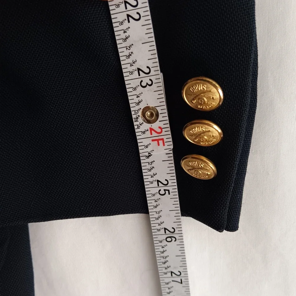Orvis Blazer Mens Size L Navy Blue Excellent Gold Crested Button Hopsack USA
